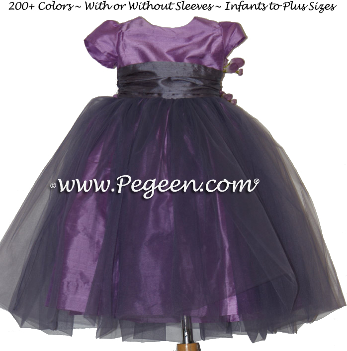 Thistle and Eurolilac with amethyst tulle Infant flower girl dress