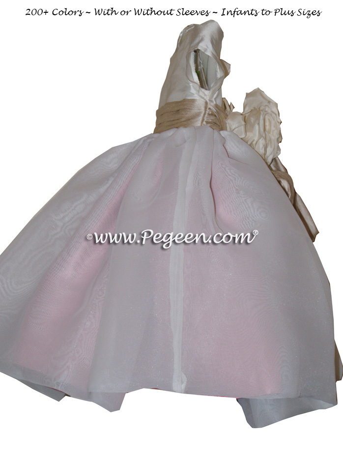 Infant Flower Girl Dresses in Woodrose Pink and Toffee, Organza | Pegeen