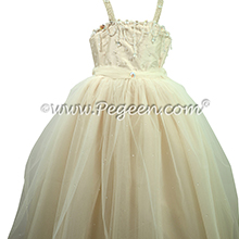 Swarovski Crystals, Beaded Tulle and Silk Flower Girl Dresses Champagne (nude) with Crystals