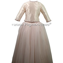 Petal Pink and Champagne Tulle ballerina style Jr. Bridesmaids Dress from Pegeen Couture - Part of the Pegeen Tween Collection