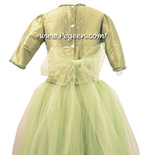 Sage Green tulle with Bisque Custom Tulle ballerina style Jr. Bridesmaids Dress from Pegeen Couture