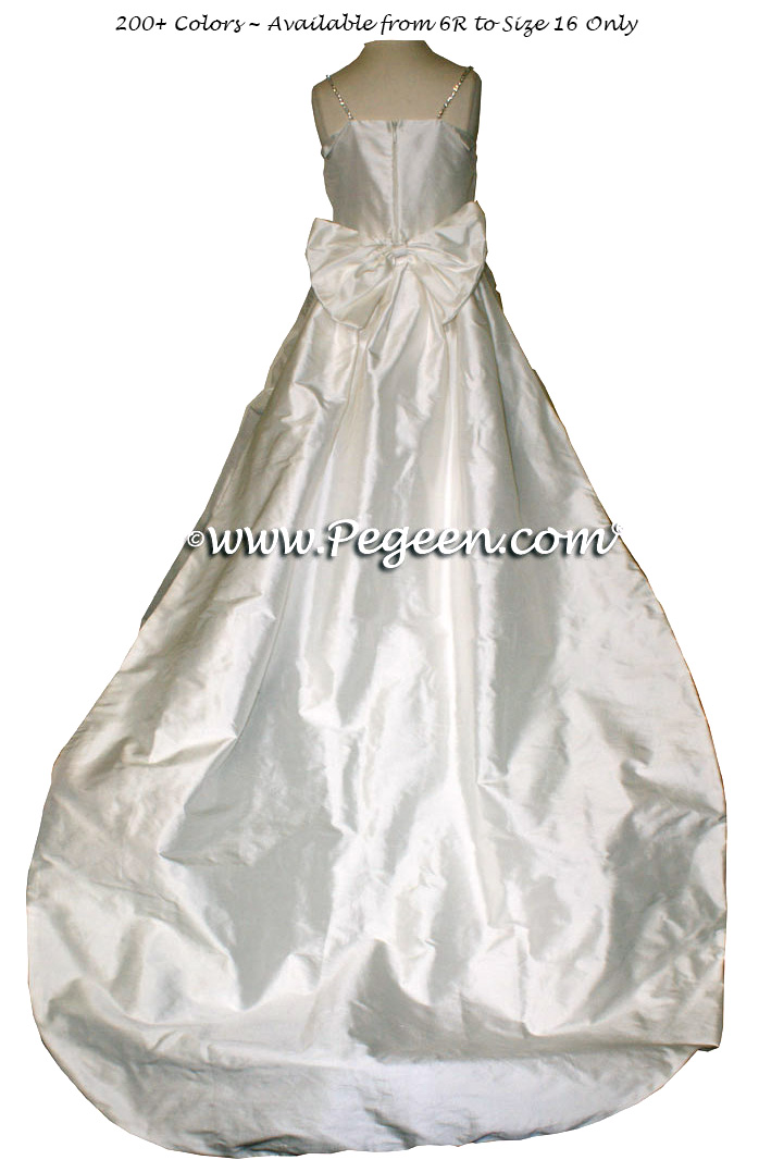 Mini Bride Silk Flower Girl Dress with back Train Special Order Pegeen Couture