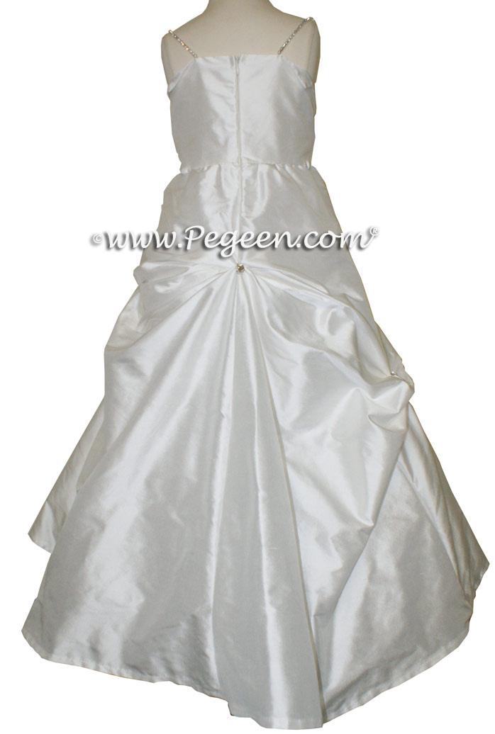 Mini Bride Silk Flower Girl Dress with back Train Special Order Pegeen Couture