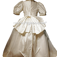 White Organza and Silk First Communion Dress or Cotillion Dress with Rhinestone and Pearl Trim