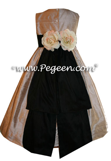 Black and Toffee Custom Flower Girl Dresses Style 383