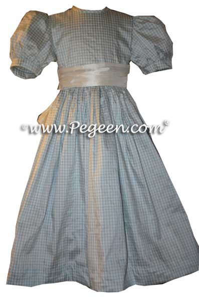 Blue Gingham silk dress for little girl's Wizard of Oz Dorothy party