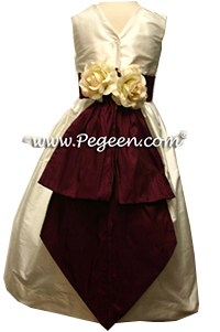 New Ivory and Eggplant Flower Girl Dresses Style 383
