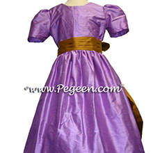 purple and raspberry pinks silk flower girl dresses