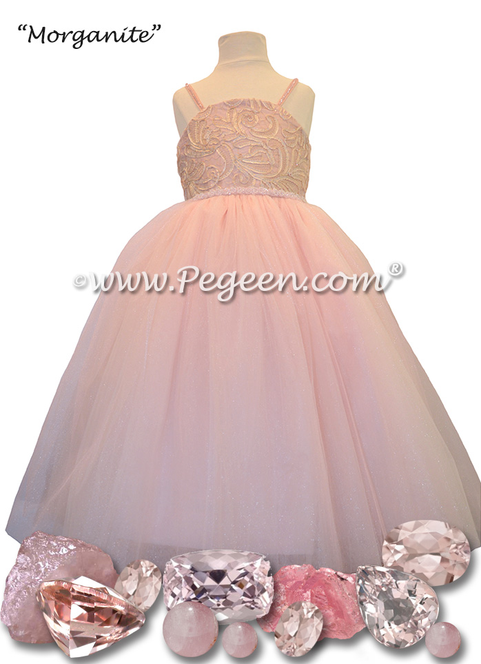 Flower Girl Dress  Morganite Fairy with Swarovski Crystals and tulle | Pegeen