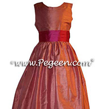 FLAME SALMON AND PINK JR BRIDESMAIDS DRESSES