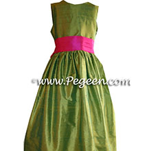 Lime green and hot pink flower girl dresses