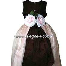 PETAL PINK AND SEMI-SWEET chocolate brown FLOWER GIRL DRESSES