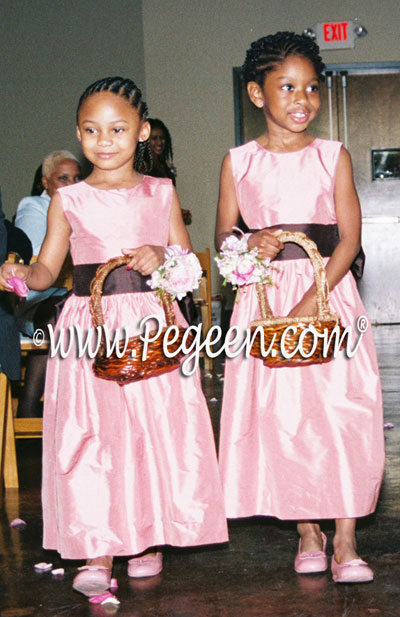 WOOD ROSE PINK CUSTOM FLOWER GIRL DRESSES 