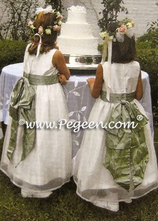 New Ivory and sage flower girl dresses