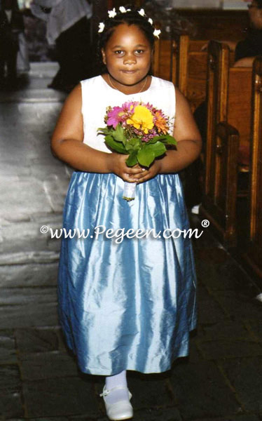 Pegeen plus size blue flower girl dresses Style 398