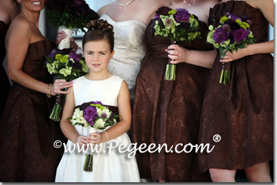 Brown and Ivory flower girl dresses