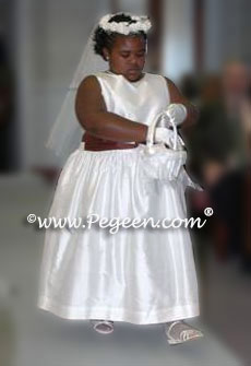 Plus Sized Chocolate Brown and white junior bridesmaids dresses