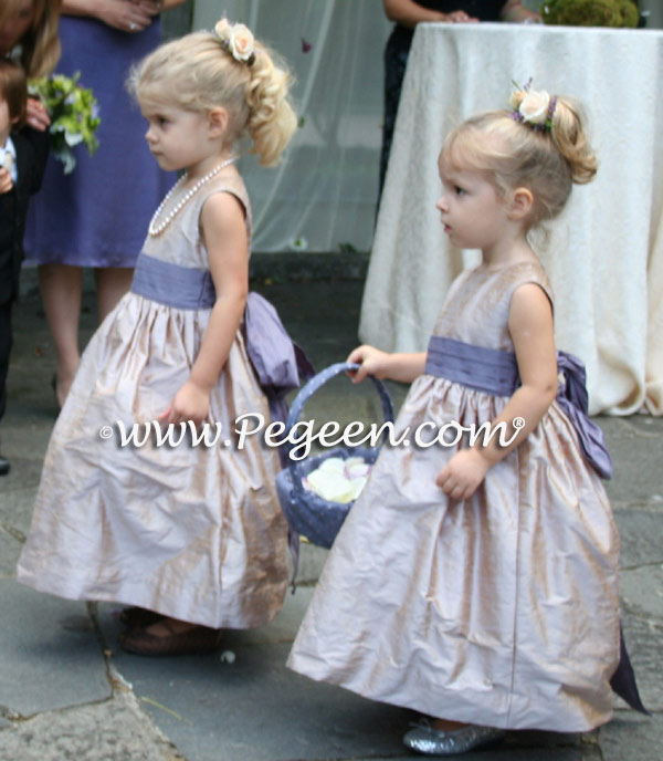 Latte and lilac flower girl dresses Style 398 | Pegeen Classics