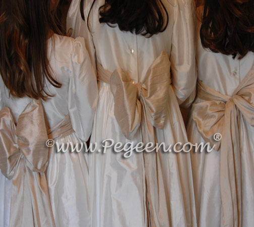 Flower Girl Dresses in Ivory and Champagne Style 398 with Long Sleeves