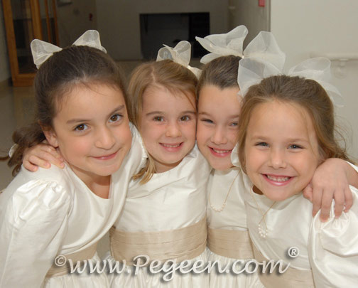 Flower Girl Dresses in Ivory and Champagne Style 398 with Long Sleeves
