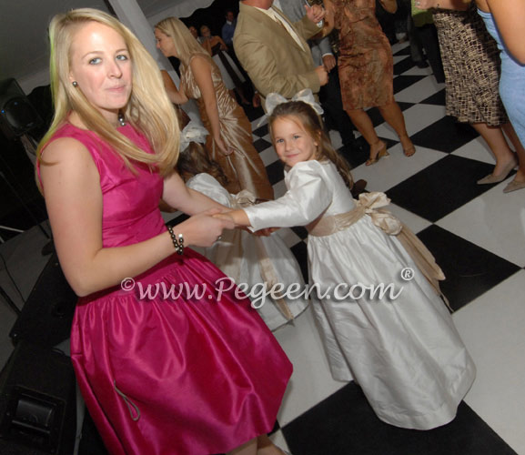 Flower Girl Dresses in Ivory and Champagne Style 398 with Long Sleeves
