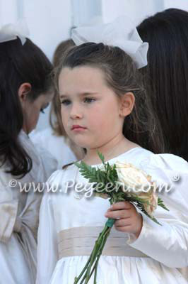 Flower Girl Dresses in Ivory and Champagne Style 398 with Long Sleeves