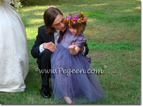 Euro Lilac Silk and Tulle flower girl dresses from Pegeen Classics