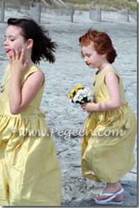 Custom Flower Girl Dresses in Sunflower Yellow Silk Shantung in Style 318