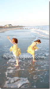 Custom Flower Girl Dresses in Sunflower Yellow Silk Shantung in Style 318