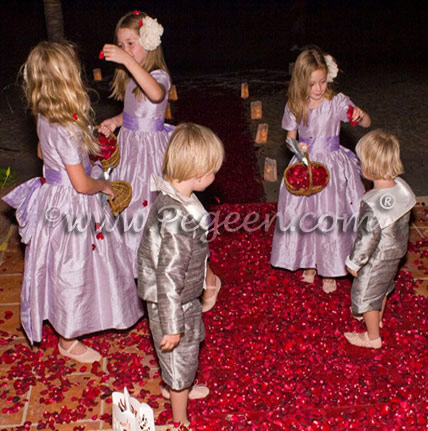 Lilac and Platinum Ring Bearer Suit and flower girl dresses