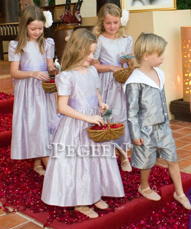 Flower Girl Dress in lilac with Gray boy's sailor suits