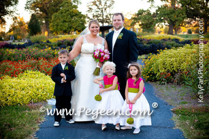 Flower Girl Dresses in Grass Green and Raspberry (Hot Pink)