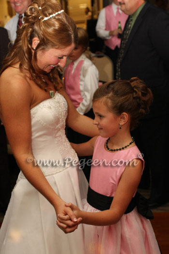 Bubblegum Pink and Black flower girl dresses