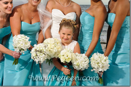 Flower Girl Dress in Chocolate Brown and Tiffany Blue Style 357