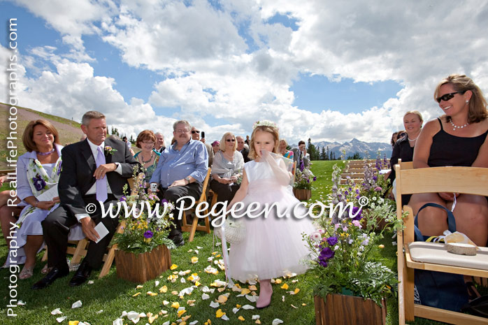 Antique White and Petal Pink Flower Girl Dress for this Telluride wedding