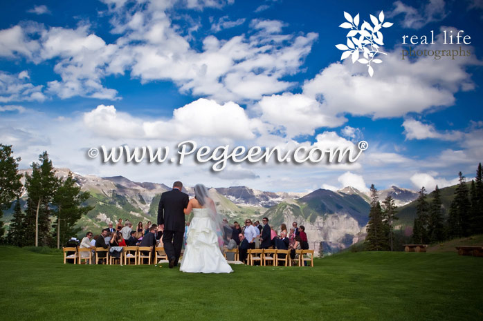 Antique White and Petal Pink Flower Girl Dress for this Telluride wedding