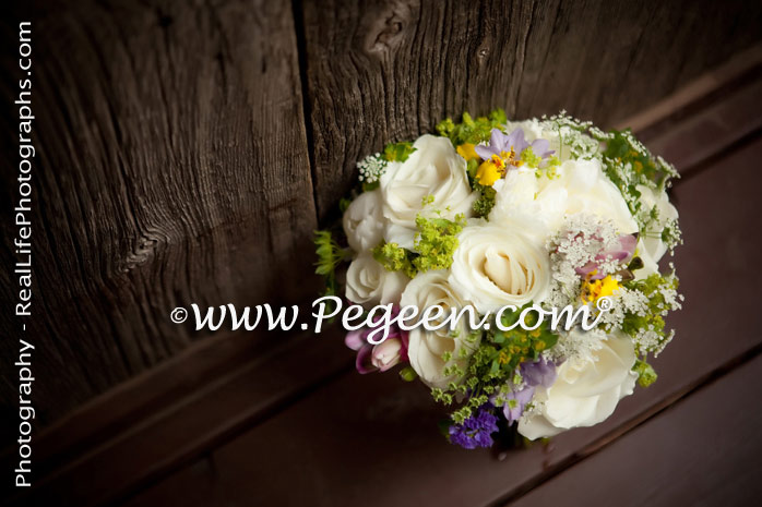 Antique White and Petal Pink Flower Girl Dress for this Telluride wedding