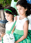 Flower Girl Dress in creme and clover green