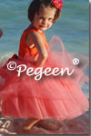 Flower Girl Dresses in Cantaloupe, Coral Rose, Oranges Tulle
