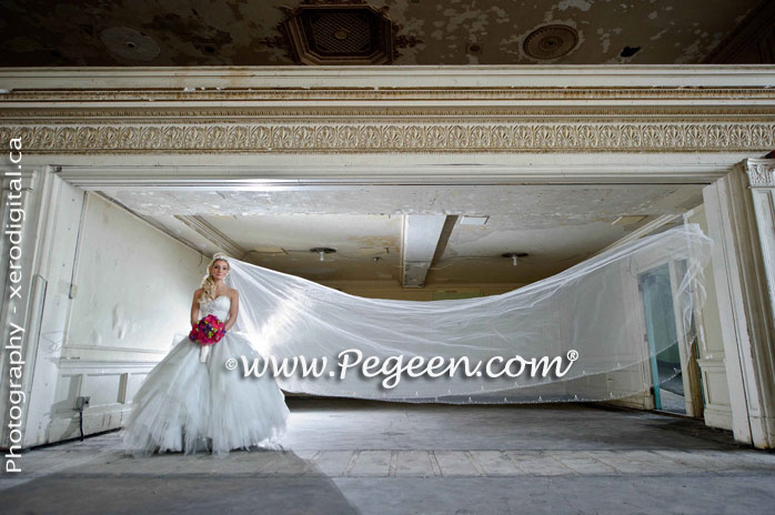 Flower Girl Dresses in New Ivory and Euro Lilac - Pegeen Couture Style 402 with Signature Bustle