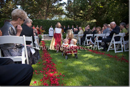 Mustard Yellow and Cranberry Red Silk flower girl dresses