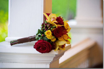 Mustard Yellow and Cranberry Red Silk flower girl dresses