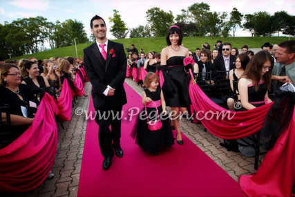 Black and Hot Pink tulle flower girl dress