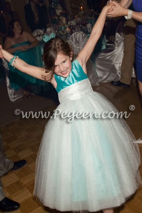 New Ivory and Aqua (tiffany) Blue Tulle and Silk flower girl dresses