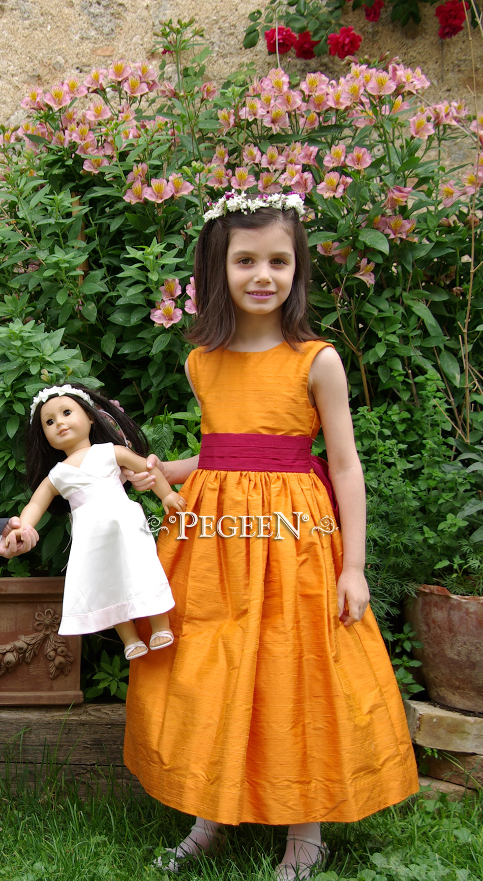 Tangerine and beauty flower girl dresses