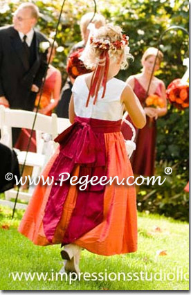 Mango and beauty red flower girl dresses by Pegeen