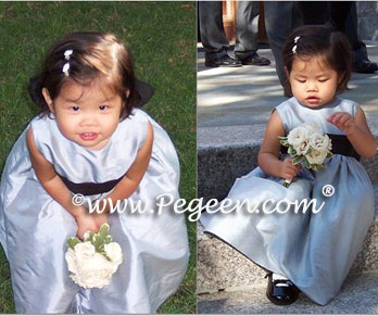 Slate blue and black Toddler Flower Girl Dresses