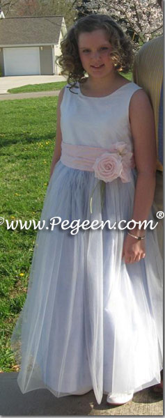 Pink blue and white tulle dress for Easter or Jr Bridesmaid