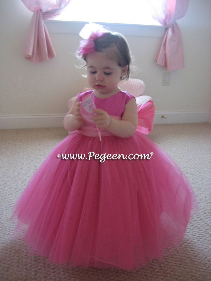 Shock pink tulle flower girl dresses - Pegeen Couture Collection Style 402