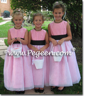 Black and Pink flower girl dresses Style 326